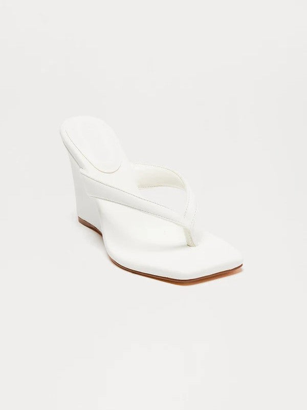 Square Toe Thong Wedge Sandals
