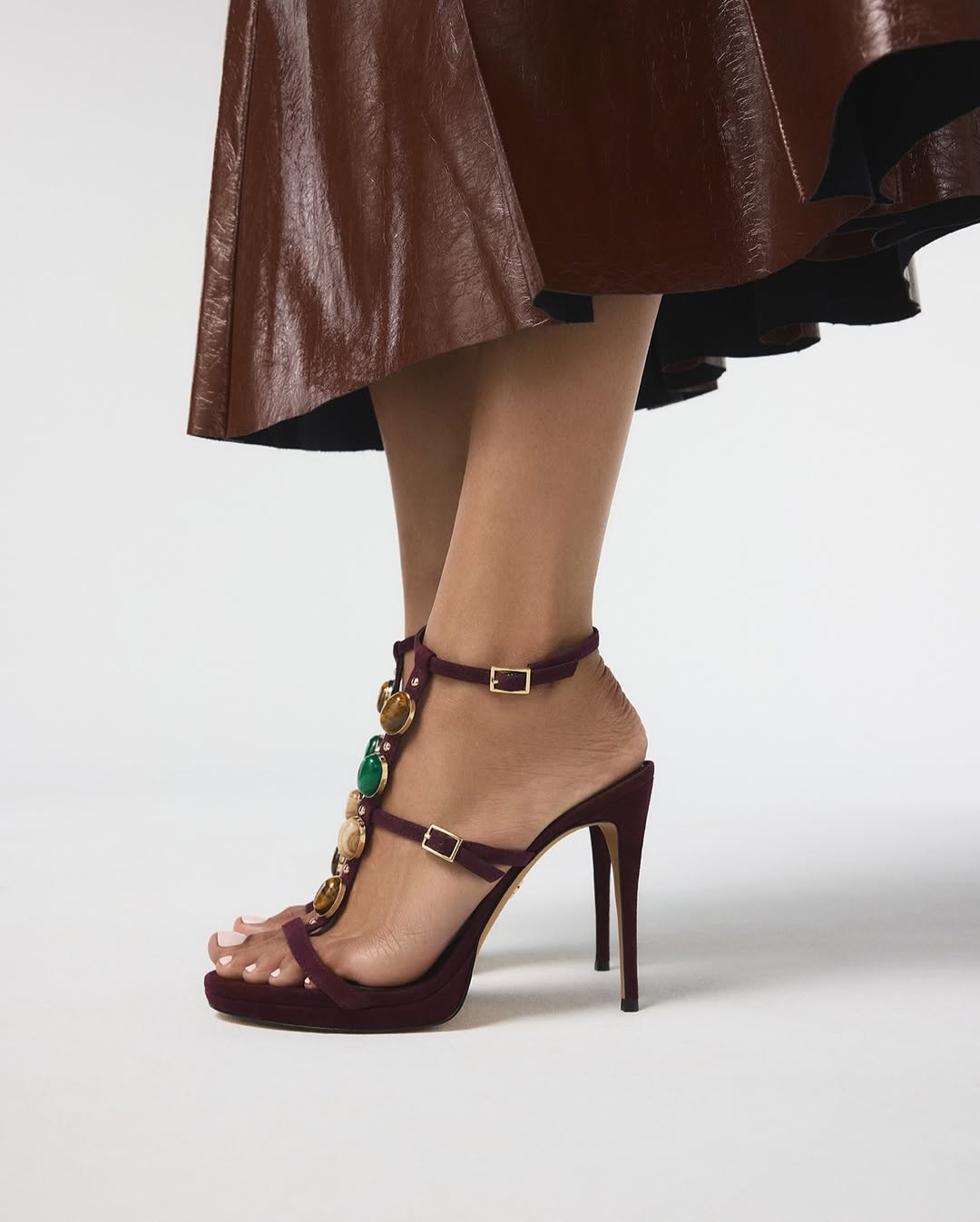 Women Bordo Strappy Heeled Sandal