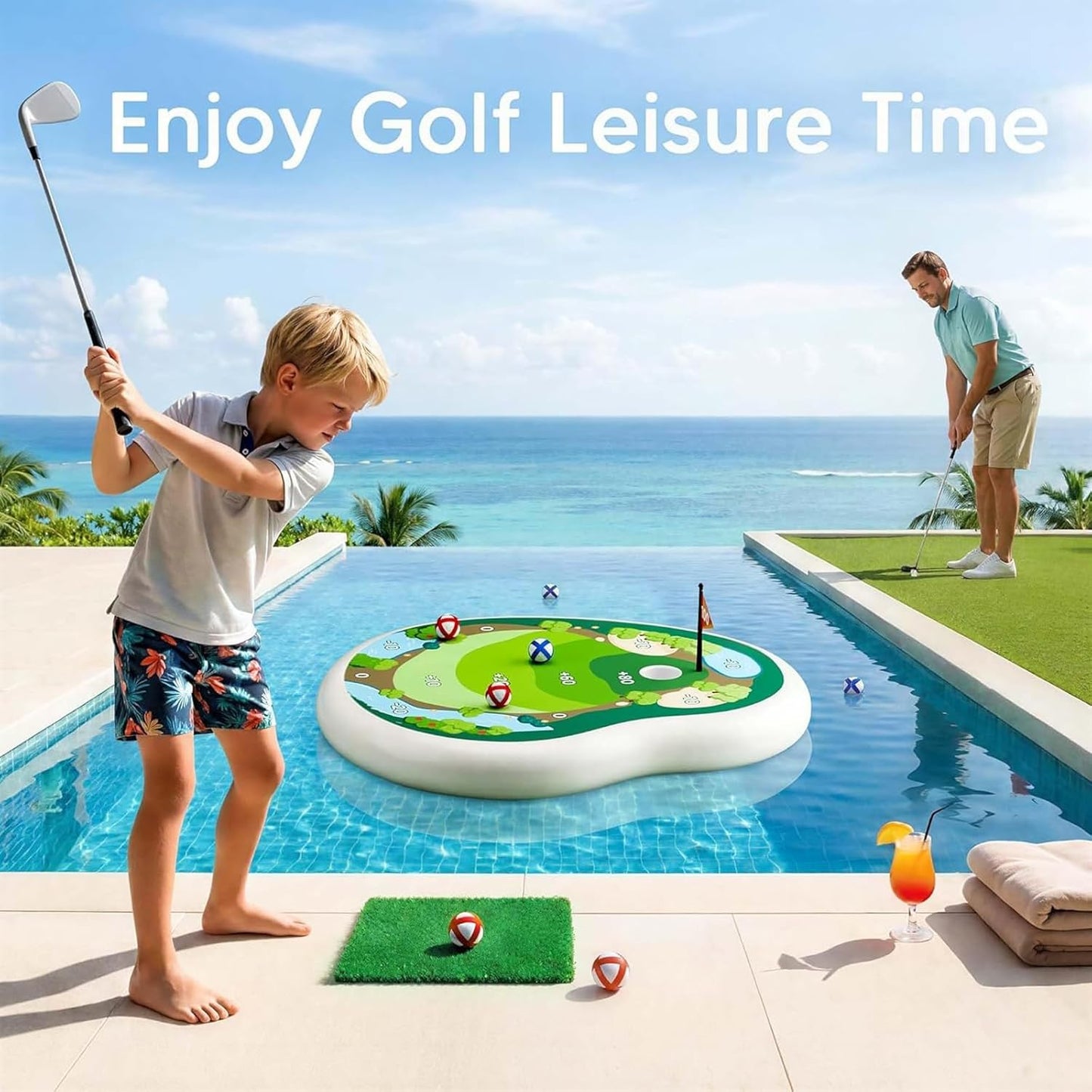 Inflatable Pool Golf Game Set