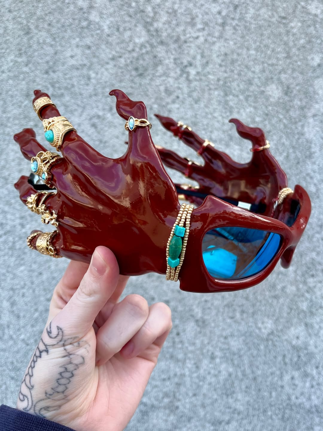 Red Hand Claw Statement Sunglasses