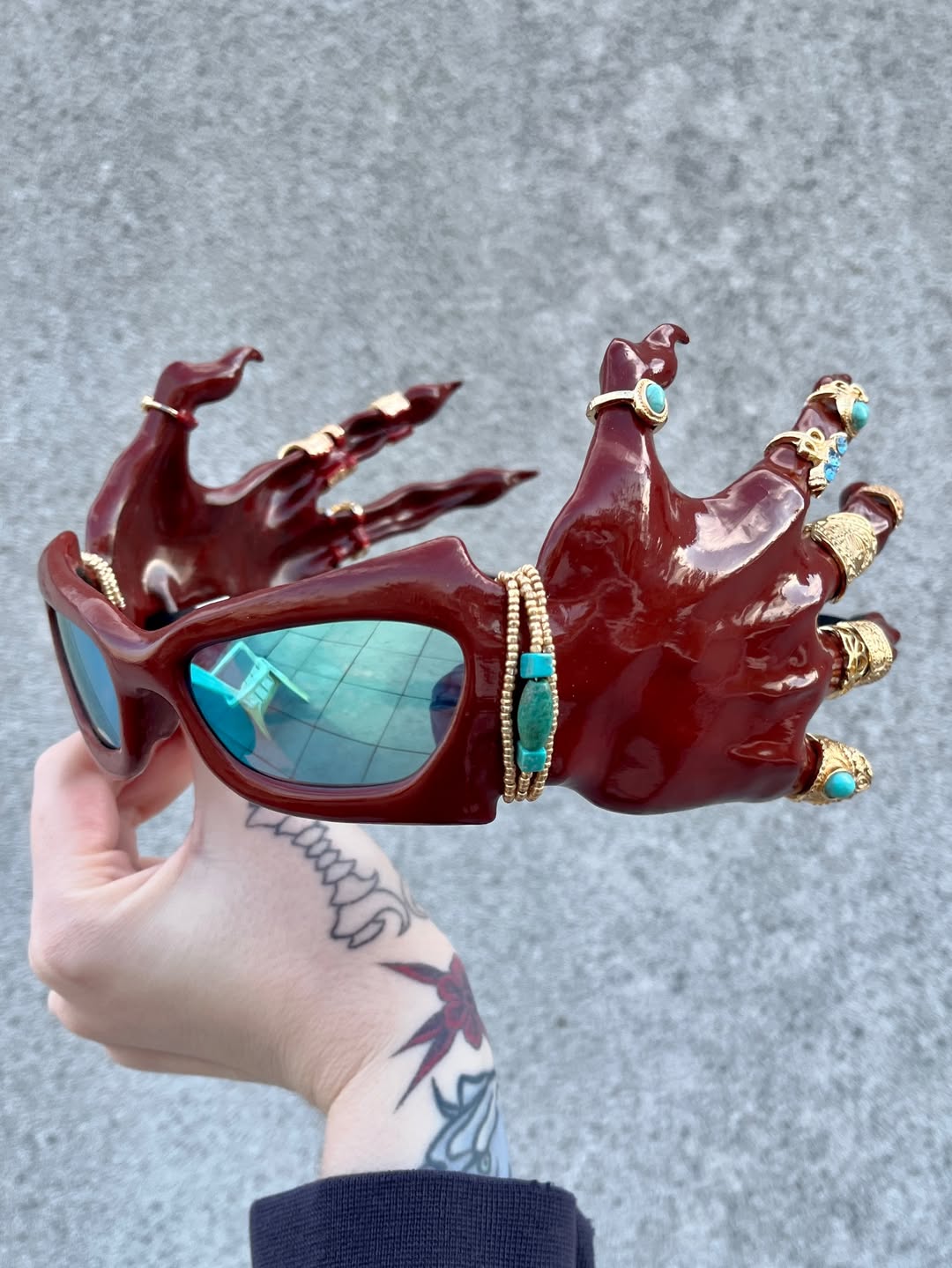 Red Hand Claw Statement Sunglasses