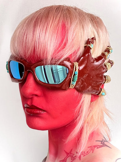 Red Hand Claw Statement Sunglasses