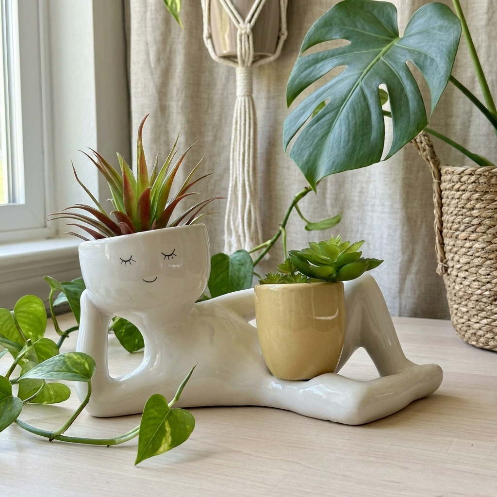 Funny Face Handmade Planter Pot