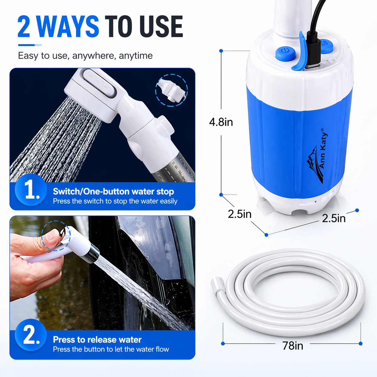 Portable Rechargeable Outdoor Shower System