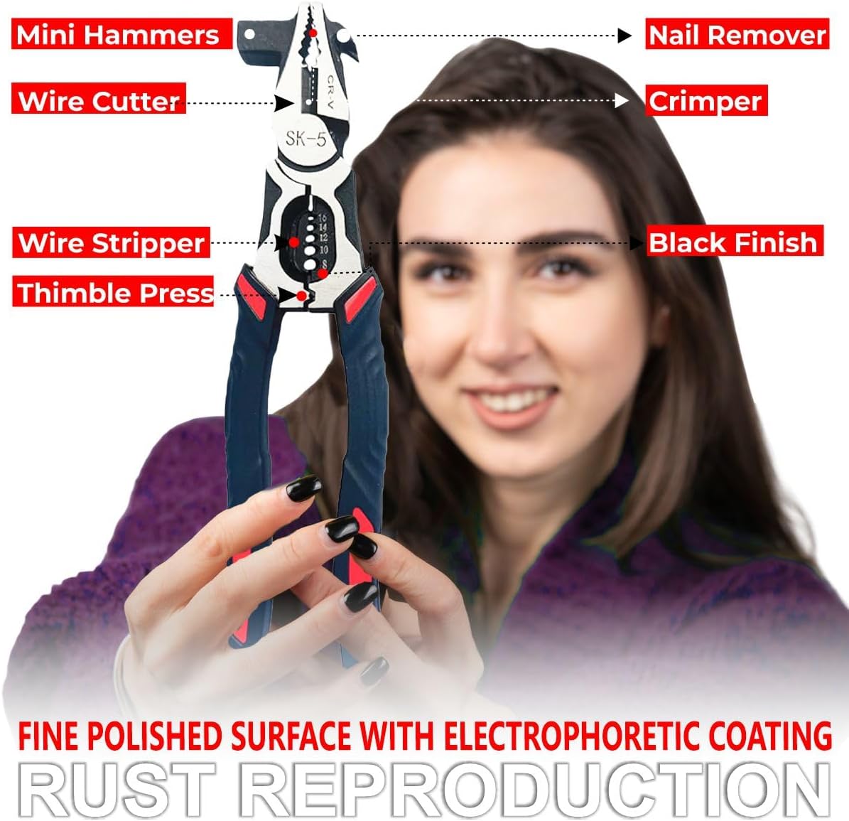Heavy-Duty 6-in-1 Wire Stripping & Crimping Pliers
