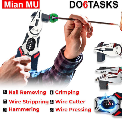 Heavy-Duty 6-in-1 Wire Stripping & Crimping Pliers