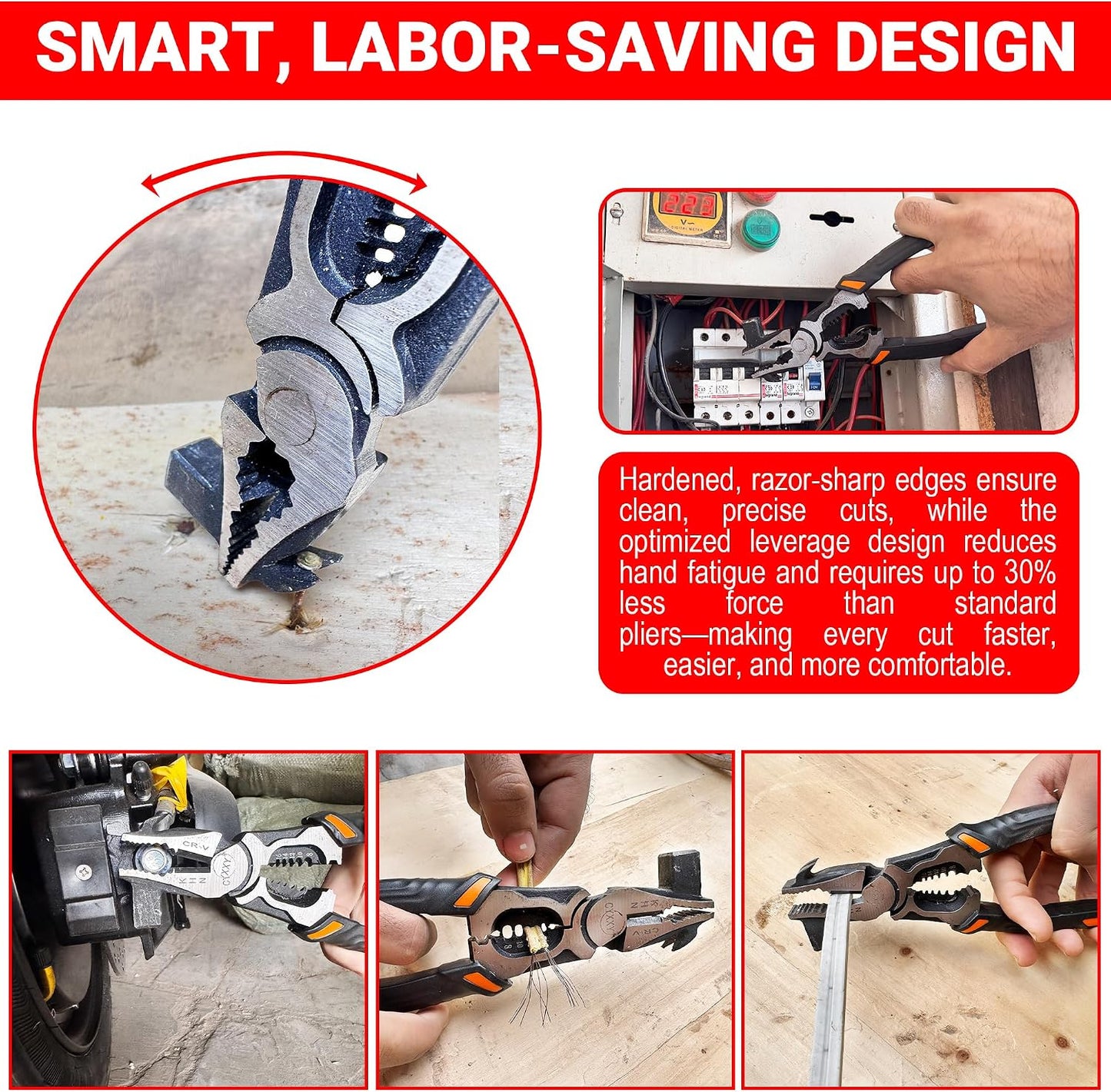 Heavy-Duty 6-in-1 Wire Stripping & Crimping Pliers