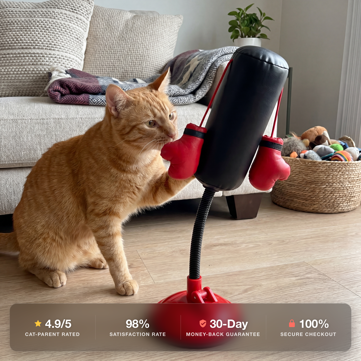 Interactive Cat Punching Bag Toy with Suction Base