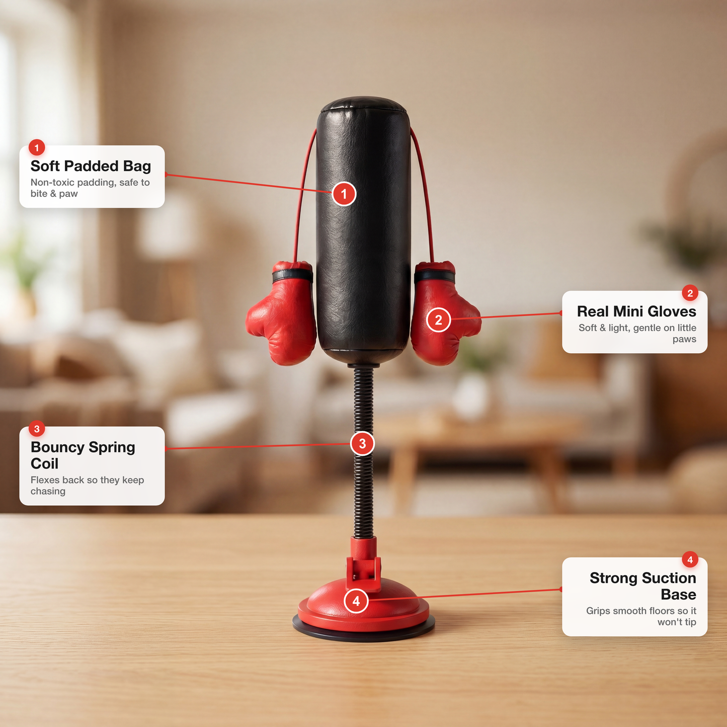 Interactive Cat Punching Bag Toy with Suction Base