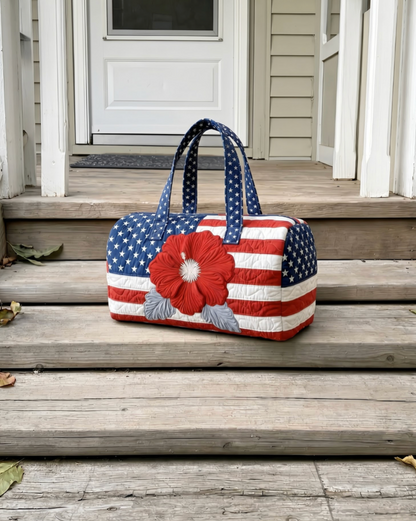 Handmade Quilted USA Flag Tote Bag