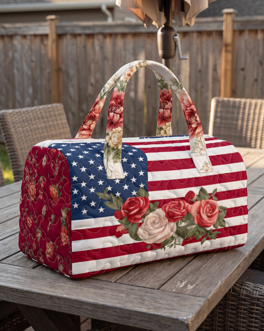 Handmade Quilted USA Flag Tote Bag