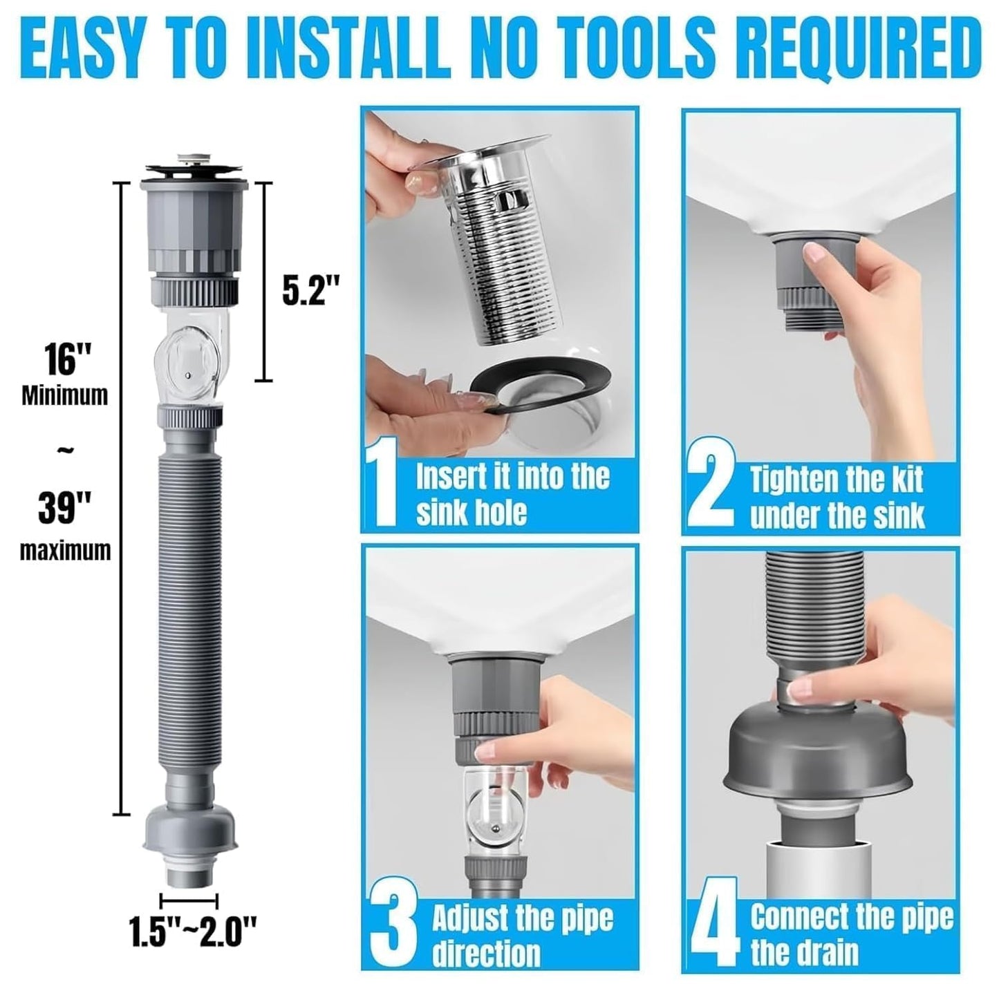 360° Flexible Anti-Odor Sink Drain Kit
