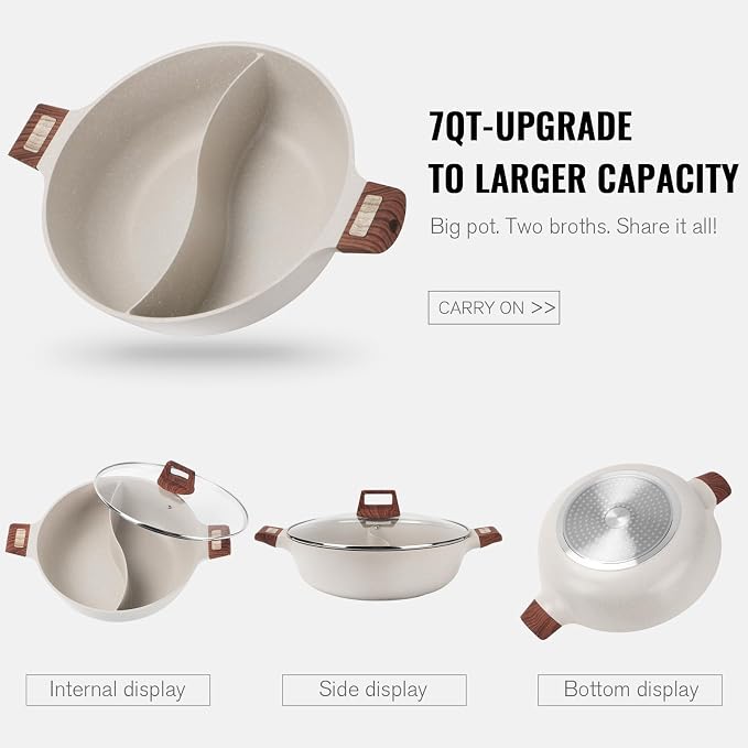 Dual-Compartment Nonstick Cooking Pot