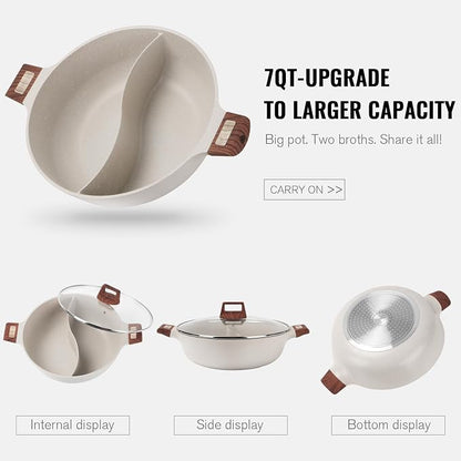 Dual-Compartment Nonstick Cooking Pot
