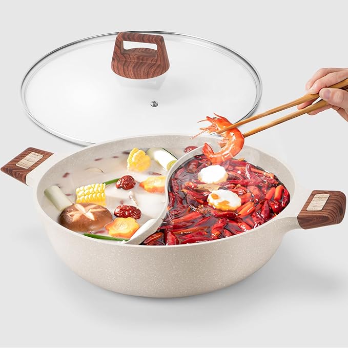 Dual-Compartment Nonstick Cooking Pot