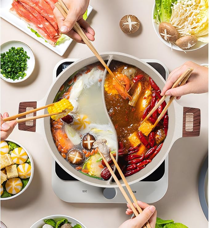 Dual-Compartment Nonstick Cooking Pot