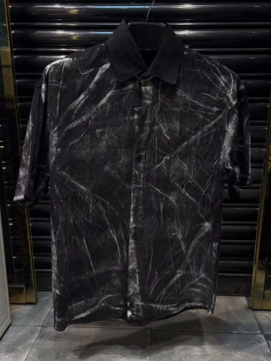 Men's Shinny Rose-print Polo Shirt