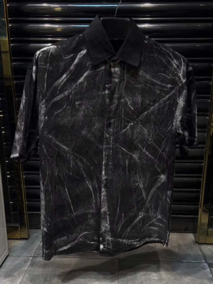 Men's Shinny Rose-print Polo Shirt