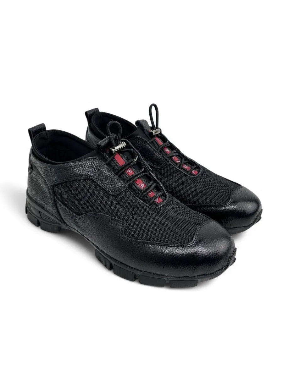 Breathable Mesh & Leather Slip-On Casual Sneakers