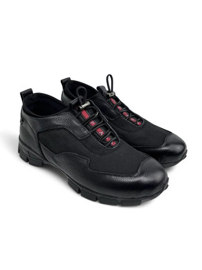 Breathable Mesh & Leather Slip-On Casual Sneakers