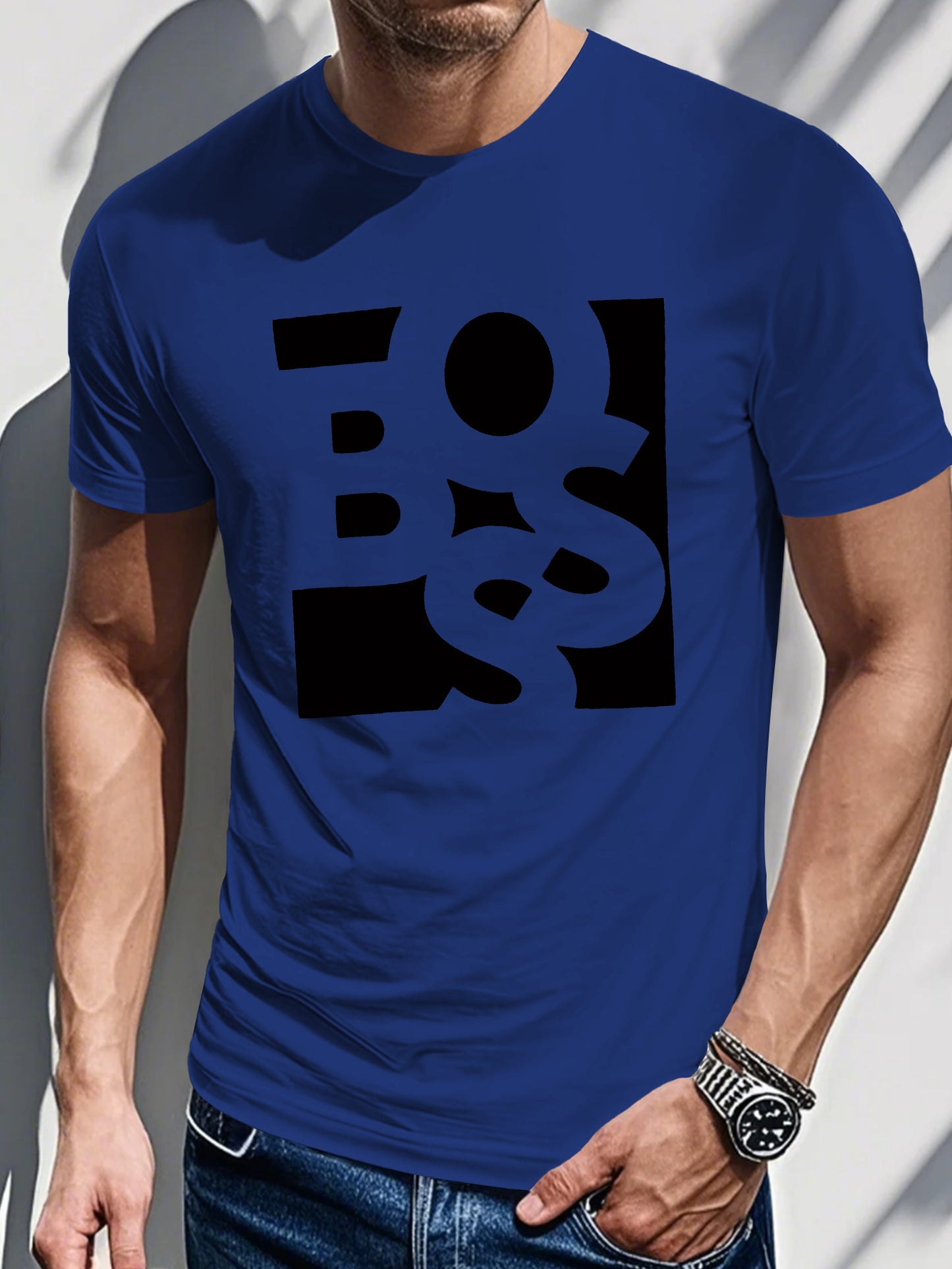 Men's Printed T-shirt-Square random letter printing