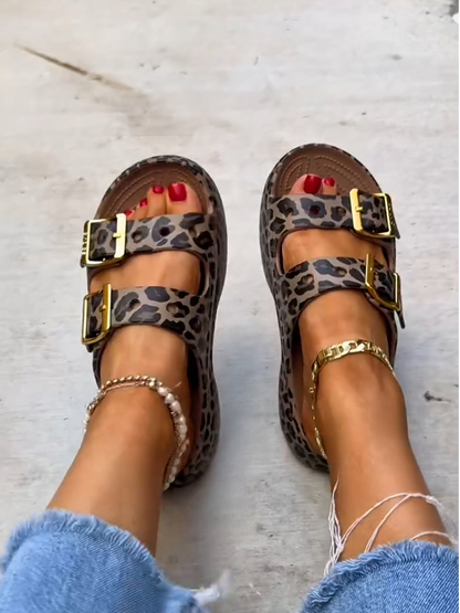Saturday Metallic Buckle Platform Sandals