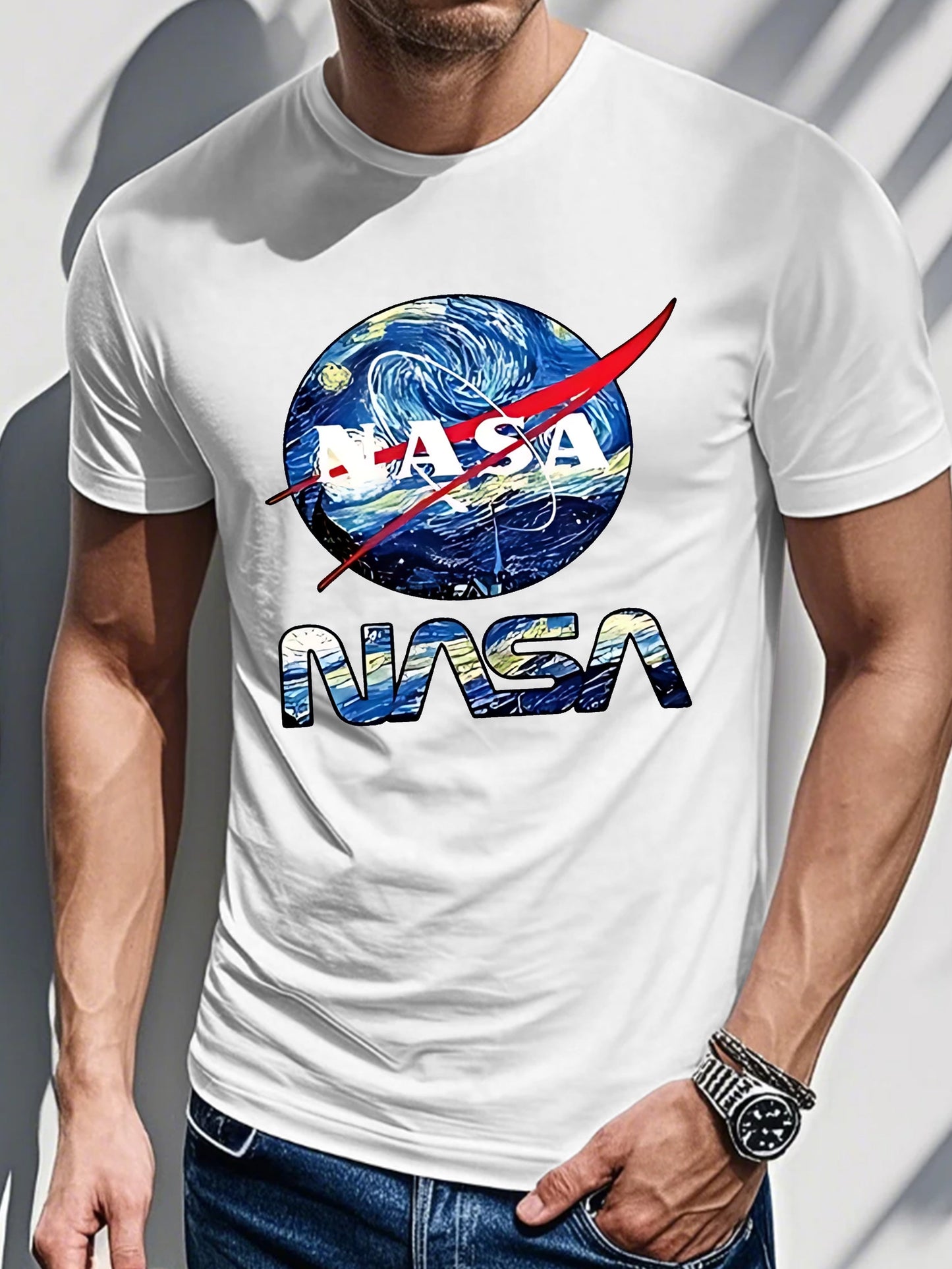 Men's classic painting letter print T-shirt