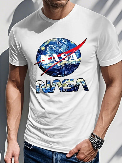 Men's classic painting letter print T-shirt