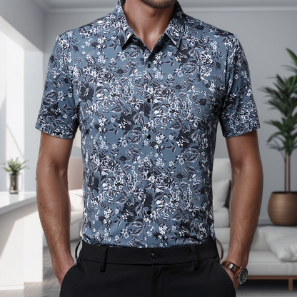 Men's Lapel Half-Sleeve Printed Shirt