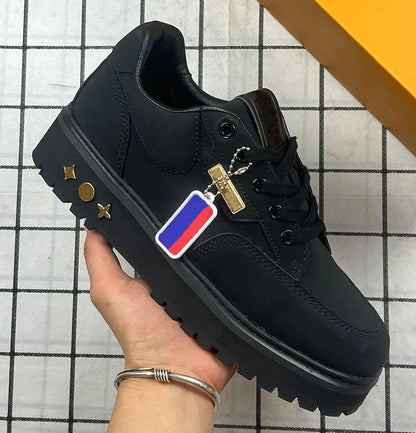 Monogram Platform Sneakers Black White Lug Sole Luxury Chunky Designer Trainers