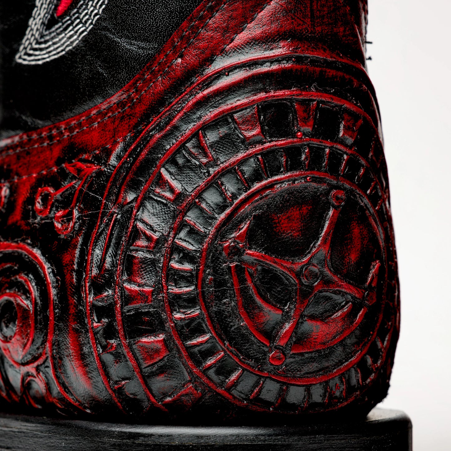 Square Toe Ace Of Spades Red Wine Boots
