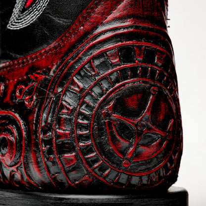 Square Toe Ace Of Spades Red Wine Boots