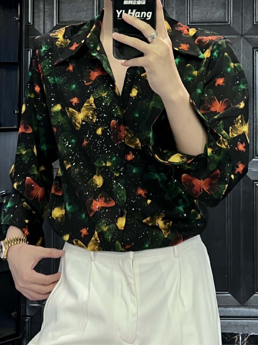 Men's Printed Hot Drilling Loose Fashion Shirt