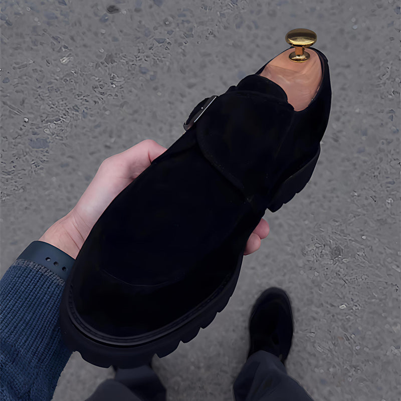 Men's Buckle Thick Heel Shoes