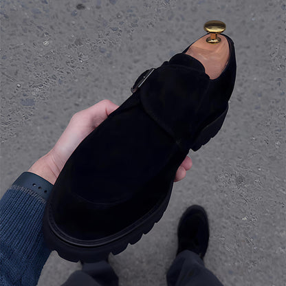 Men's Buckle Thick Heel Shoes