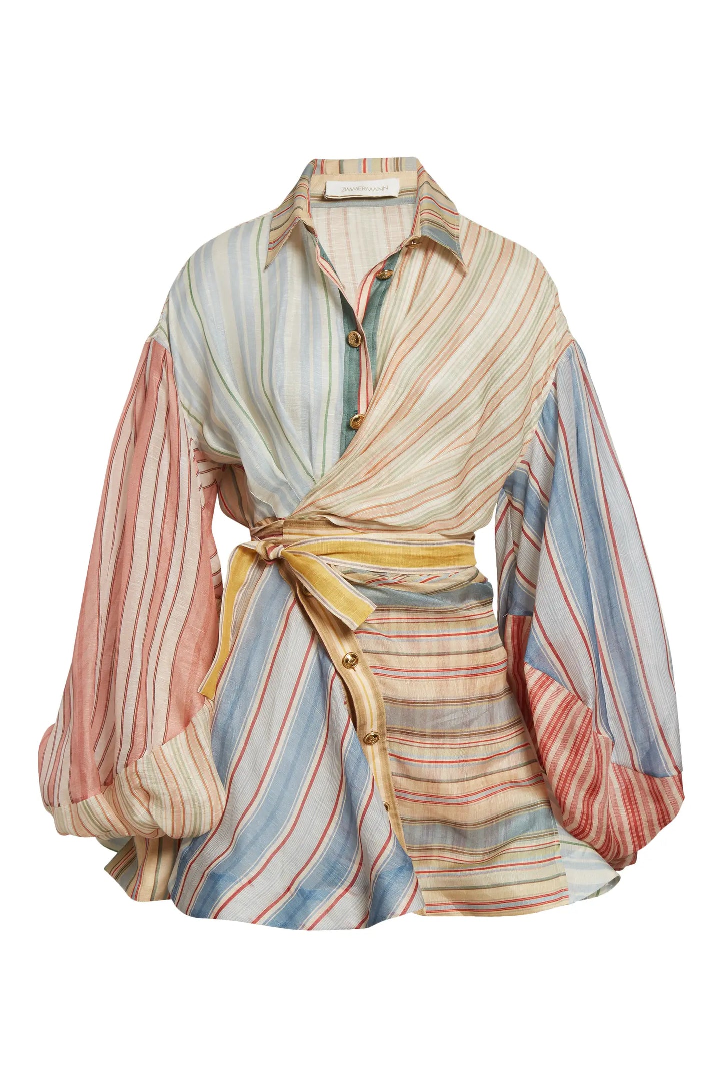Rebellion Asymmetric Stripe Long Sleeve Shirtdress