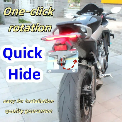 Universal Motorcycle Electric License Plate Frame, Reversible Design