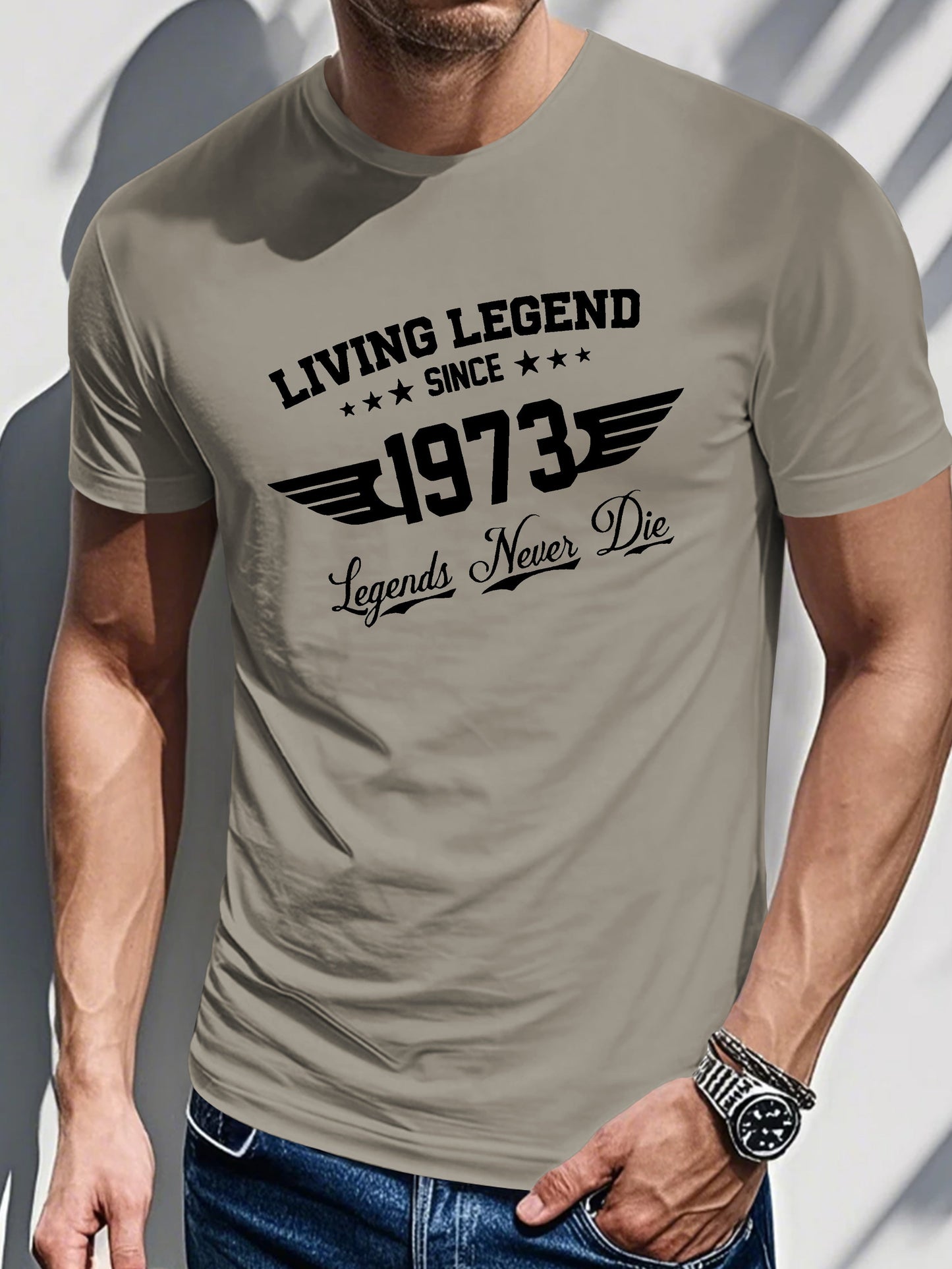 Men's Printed T-shirt-Printed with “living legend”