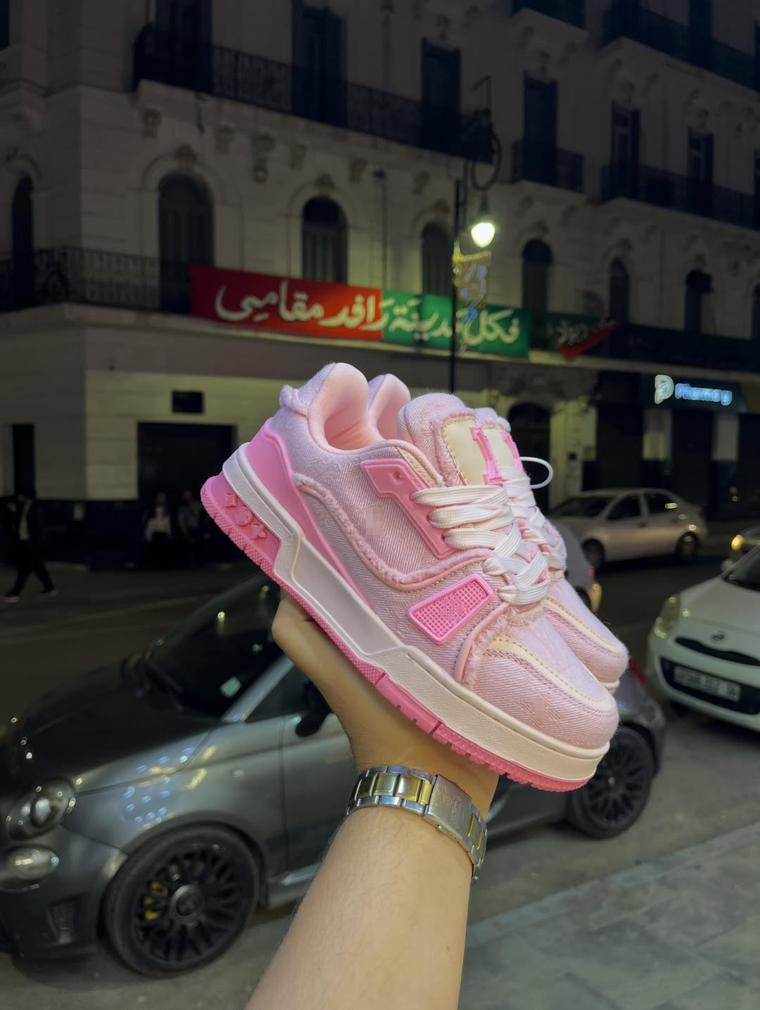 Denim Gel Pink Rep Style Trainer Sneaker