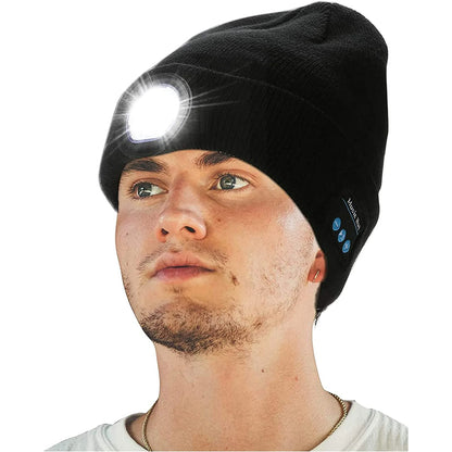 Bluetooth Beanie Hat with Light, USB Rechargeable Music Winter Hat