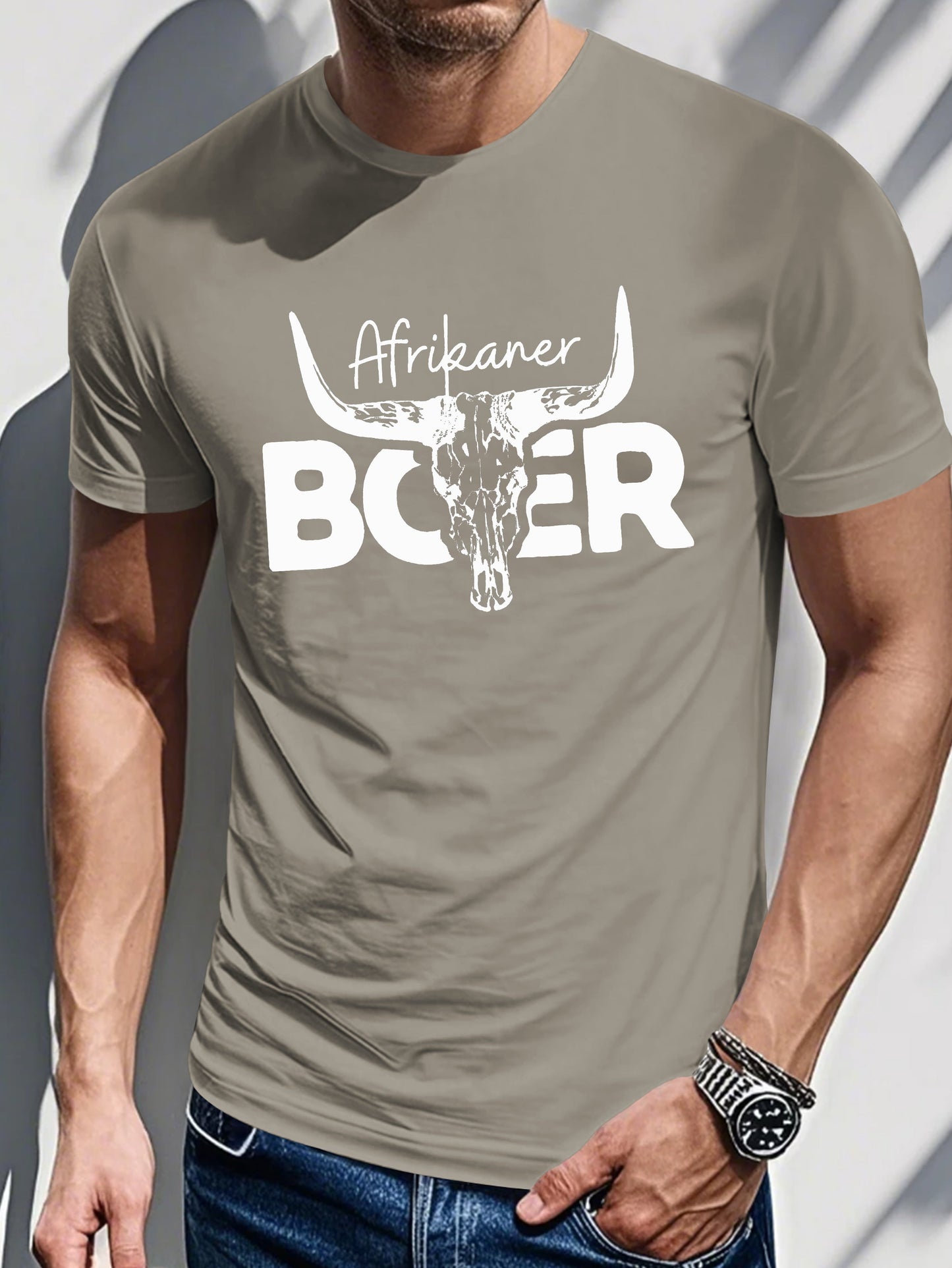 Men's Printed T-shirt-Afrikaner Boer Print