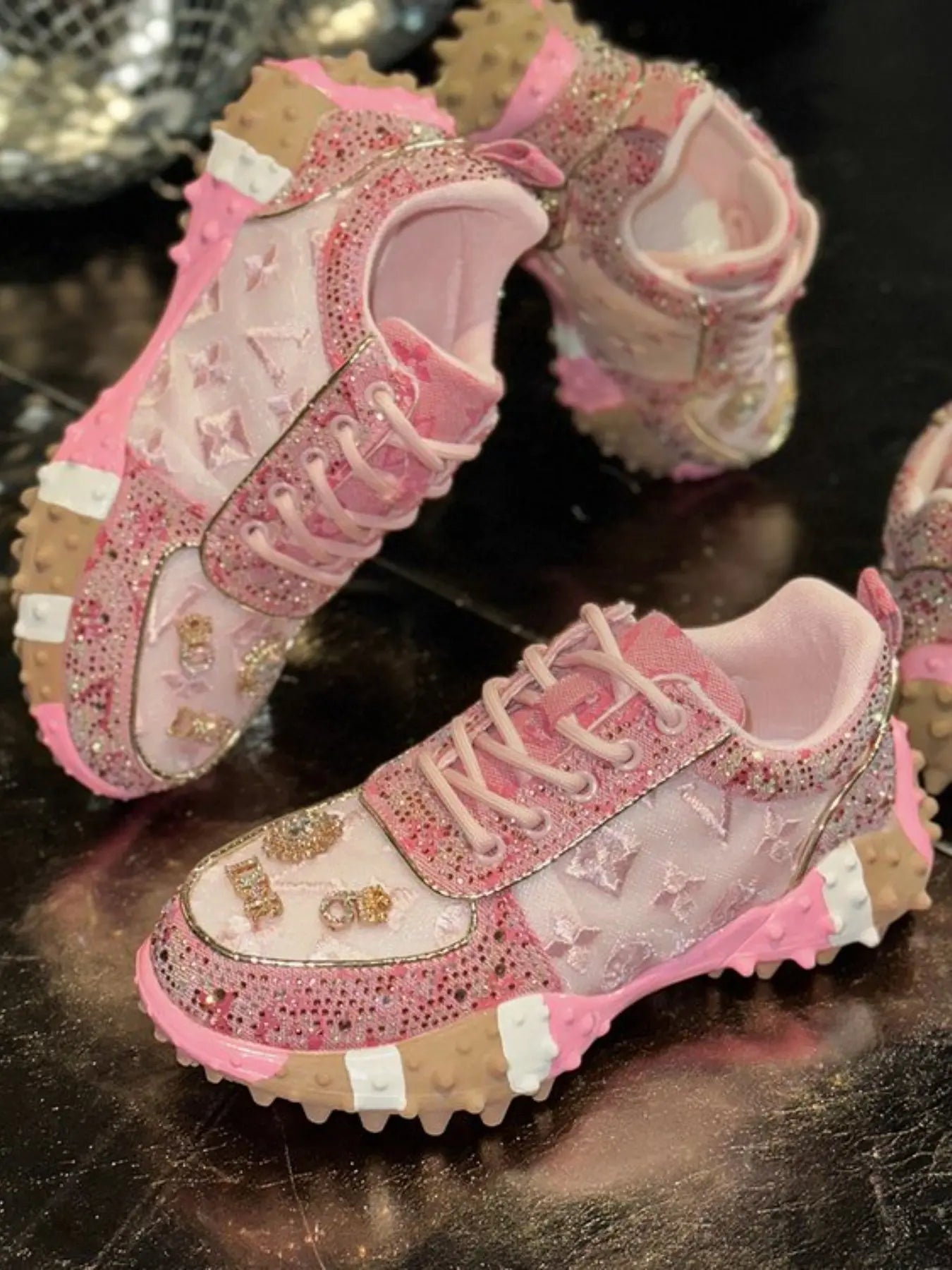 New Rhinestone Mesh Durian Sole Casual Trainer Shoes