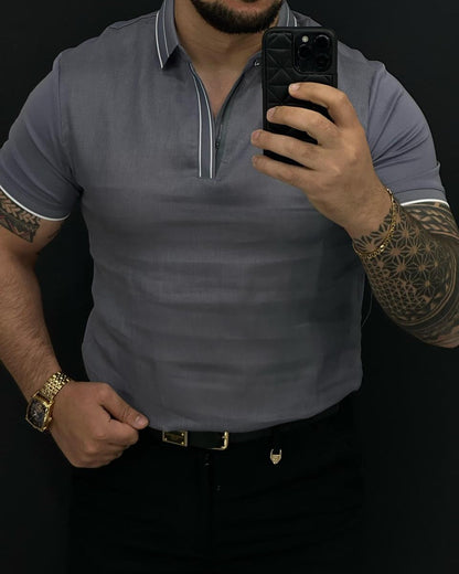 Men's Polo Collar Linen Top