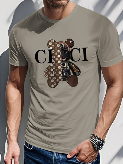 Men's Casual Drop Shoulder T-Shirt with Bold CHI CI Graphic Print