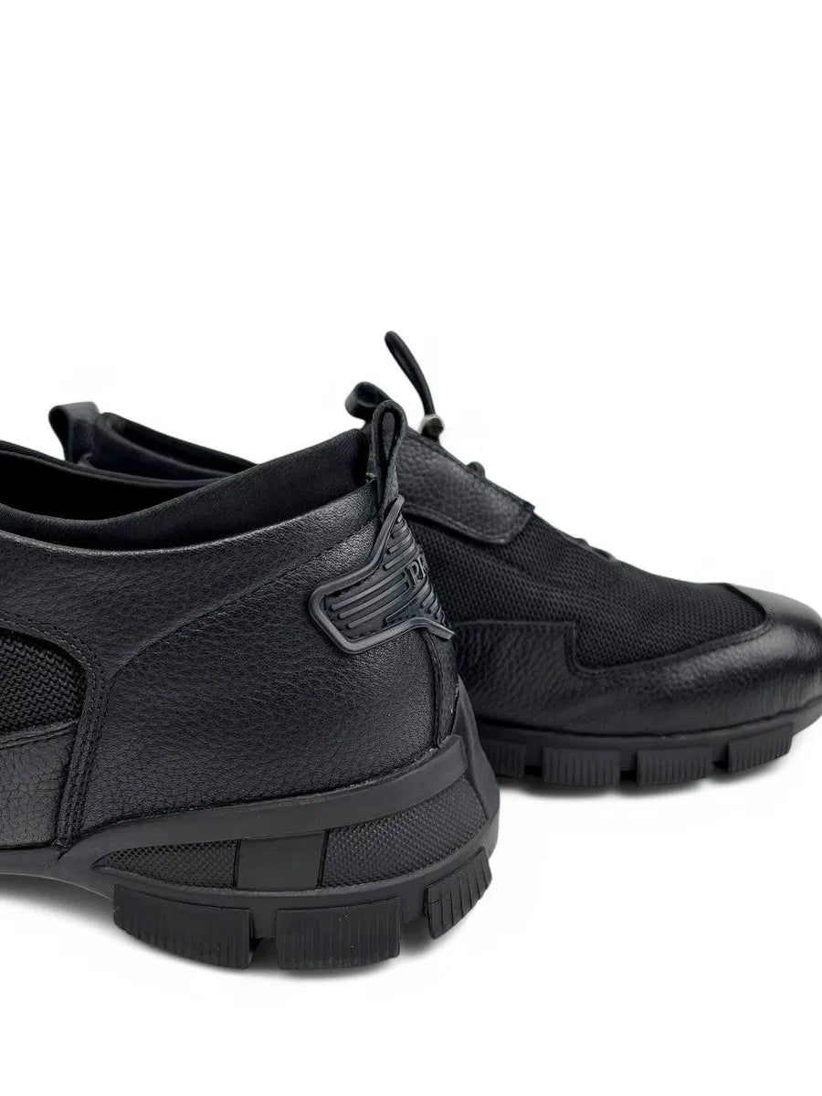 Breathable Mesh & Leather Slip-On Casual Sneakers
