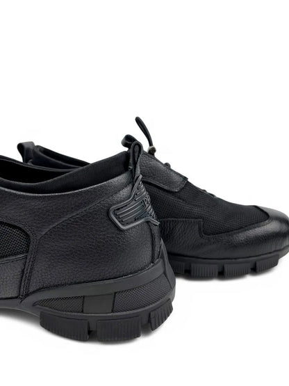 Breathable Mesh & Leather Slip-On Casual Sneakers