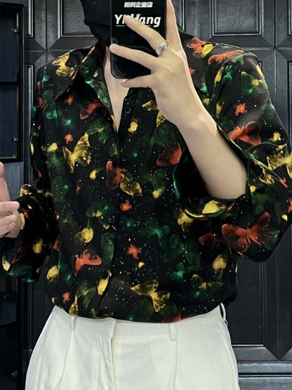 Men's Printed Hot Drilling Loose Fashion Shirt