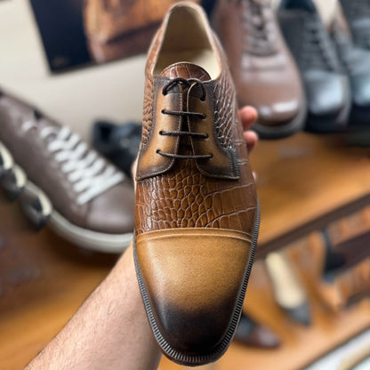 Men's Crocodile-Print Leather Shoes