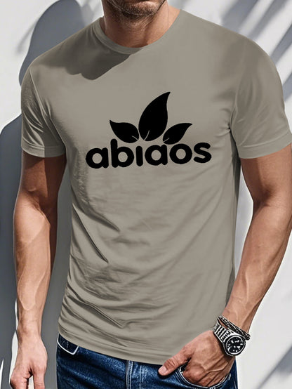 Men's Summer Casual Sports T-shirt - "Abiaos" Print Crew Neck T-Shirt