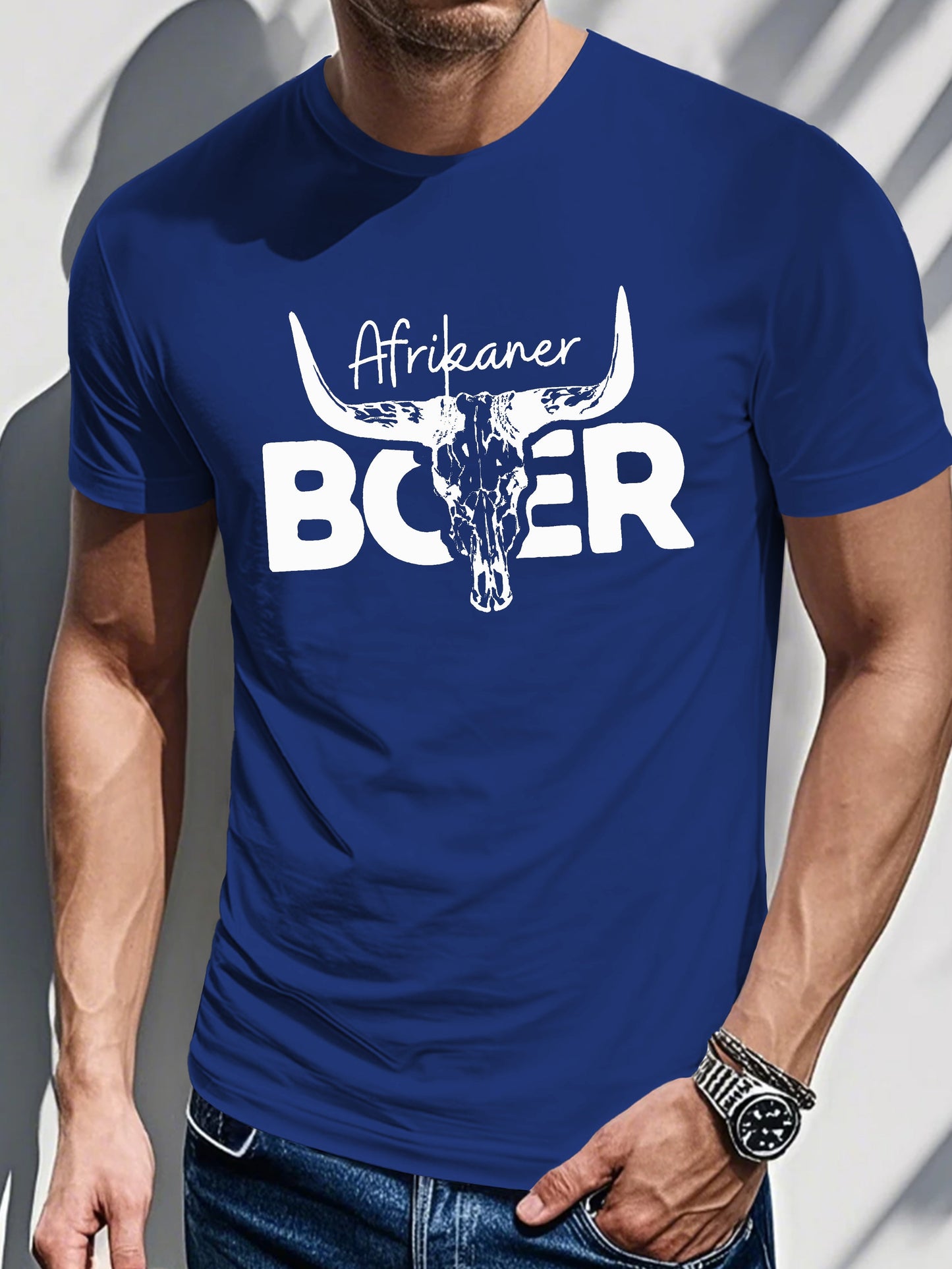 Men's Printed T-shirt-Afrikaner Boer Print